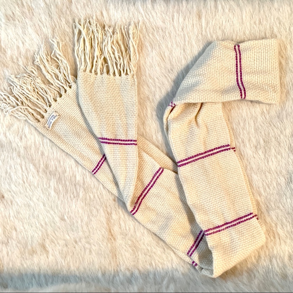 Paula Frazer handwoven cream wool scarf